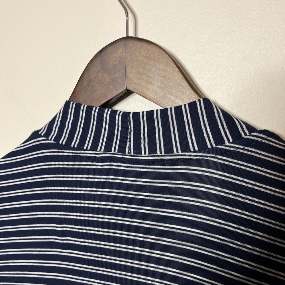 Soma Women Open Front Cardigan Navy White Stripe Jersey Knit Pockets Small - Picture 3 of 11